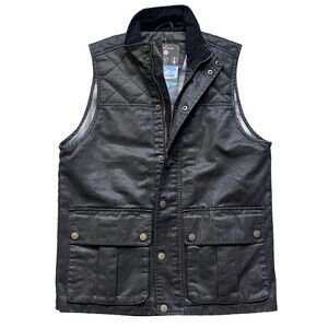 NWT Mountain and Isles Waxed Cotton Vest Men's Medium Black Zip Flannel Lined